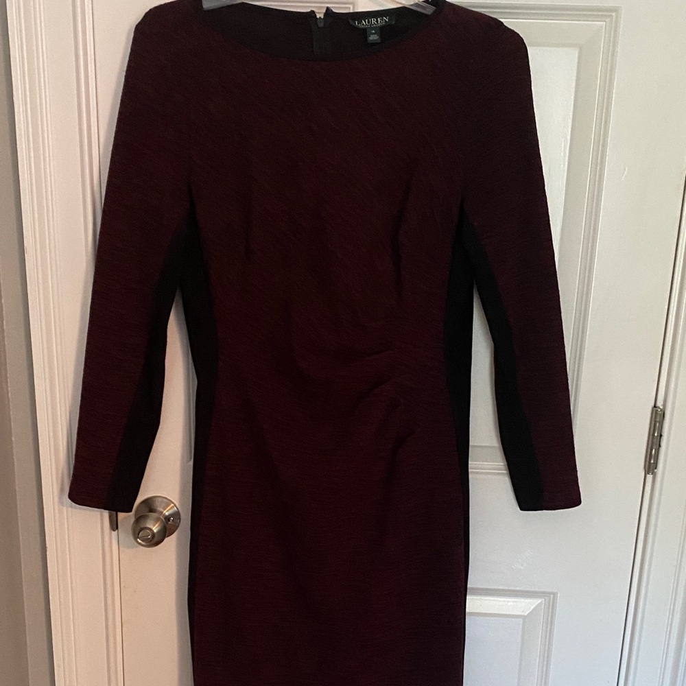 Ralph Lauren Wine and Black Long Sleeve Dress